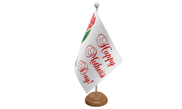 Happy Mothers Day Small Flag with Wooden Stand